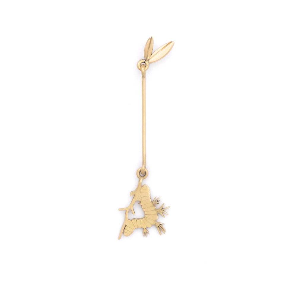 Hanging caterpillar earring