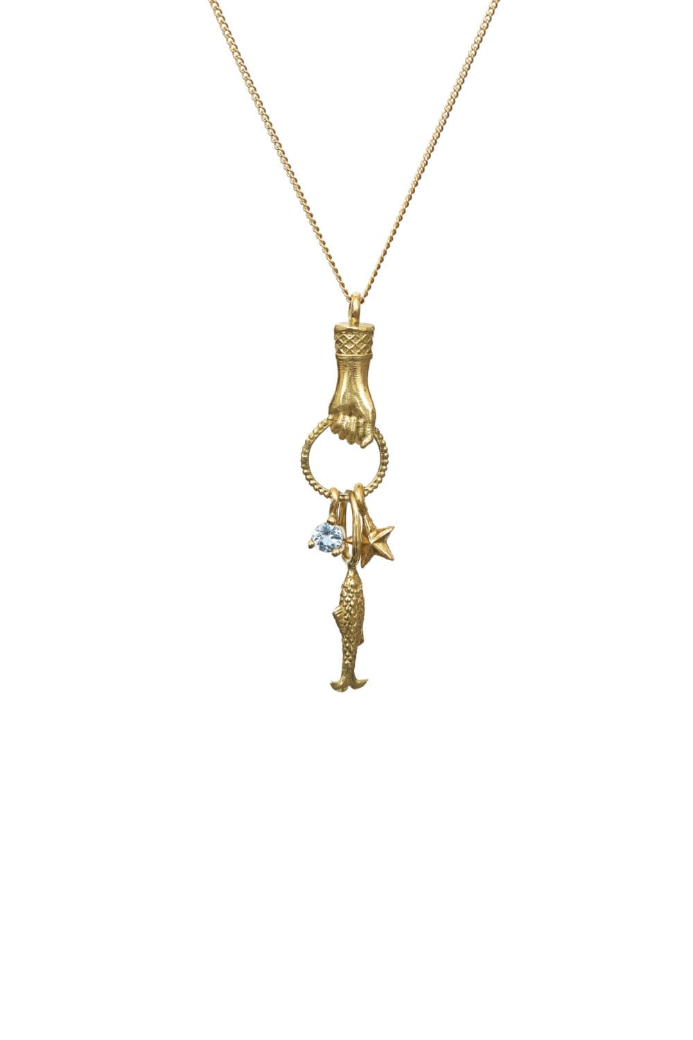 Protective hand necklace in gold