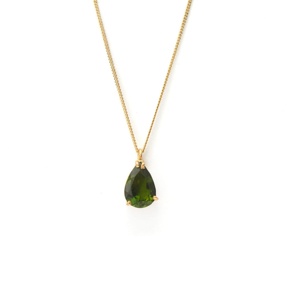18kt gold green tourmaline drop necklace