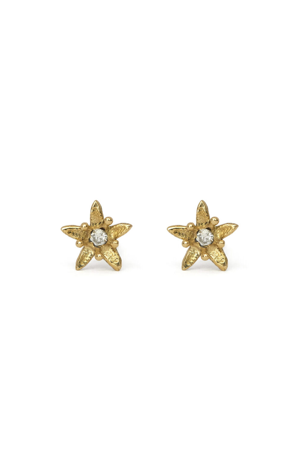 Gold jade flower earrings